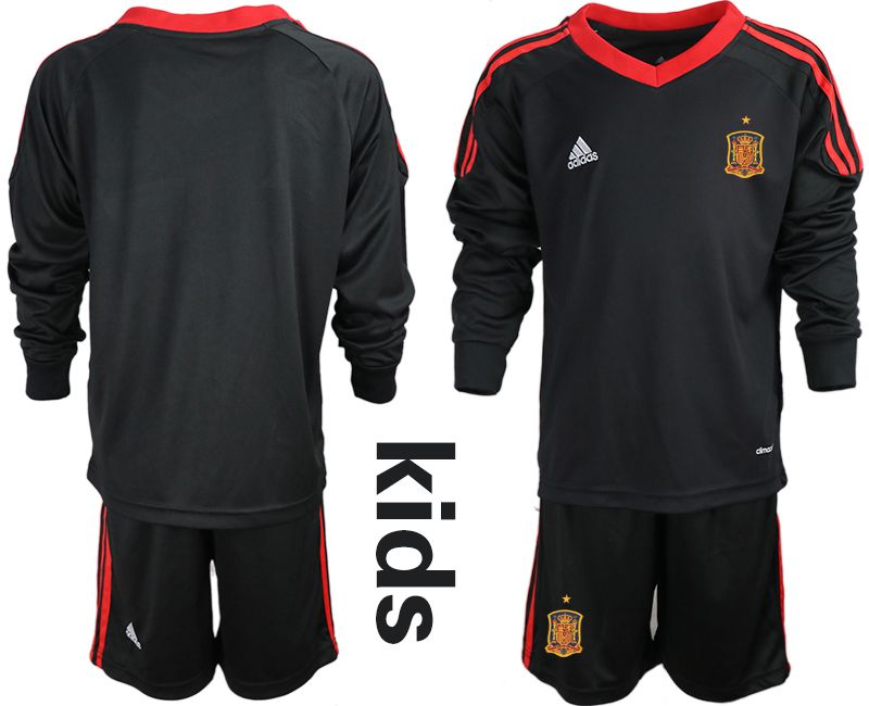 Youth 2021 World Cup National Spain black long sleeve goalkeeper Soccer Jerseys1->->Soccer Country Jersey